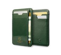 Vaultskin Porte-Cartes Homme - Portefeuille Slim en Cuir avec Protection RFID, Étui Cartes avec Fenêtre d’Identité et Coffret Cadeau, Petit Portefeuille pour Cartes et Billets (Vert Chasseur, BRIXTON)