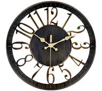Vaupan Non-Ticking Silent Wall Clocks 12 inch Battery Operated Quartz Vintage Decor Clock, 3D Numeral Round Wall Clock Easy to Read for Rustic Farmhouse Living Room Home Office School (Bronze)