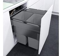 VAUTH-SAGEL Envi Space XX Pro Poubelle encastrable avec connexion frontale, 600 mm avec amortissement et fermeture automatique, conteneur de 2 x 35 l et 1 x 21 L, plastique/acier gris lave