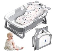 Vautvis Baignoire Bébé Pliable, Baignoire Bebe Pliable Avec Coussin Baignoire Bebe, Reducteur Baignoire Pour Bebe, Baignoire Pour Bébé De 0 à 36 Mois, Baignoire Bebe Portable