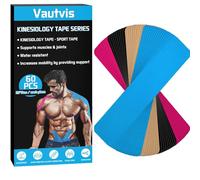 Vautvis Bande Kinesiotape Tape, 60 Pièces Bande de Kinésiologie Pré-découpée, Kinesio Tape, Tape Physio et Sport, Imperméable et Élastique