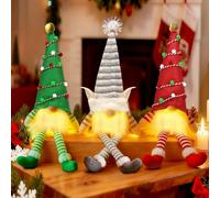 Vautvis GNOME De Noel Lumineux, Lot De 3 Deco Noël GNOME Peluche, Lutin de Noël, Décorations De Lutin Farceur en Peluche, Deco Noel Table Interieur Maison