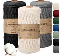 Vautvis Lot de 3 Corde Macrame 3mm, Fil Macramé 100m, Corde Macrame De Coton, Cordelette en Coton pour Bricolage, Artisanat, Tapisserie, Plante Suspendue (C)