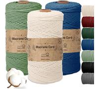 Vautvis Lot de 3 Corde Macrame 3mm, Fil Macramé 100m, Corde Macrame De Coton, Cordelette en Coton pour Bricolage, Artisanat, Tapisserie, Plante Suspendue (B)