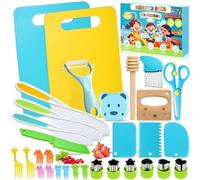 Vautvis Lot de 30 Couteaux De Cuisine pour Enfants, pour Couper Et Cuisiner | Kit Couteaux Sécurité De Cuisine Enfants Avec éplucheur, Planche à Découper, Ciseaux Pour Enfants à Partir De 3-8 Ans