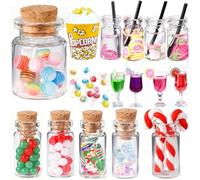 Vautvis Maison Lutin Farceur De Noel, Lot de 15 Lutin Farceur De Noel Accessoires, Mini Bonbons De Noël Et Ensembles De Boissons, Décor pour Maisons De Poupées