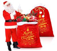 Vautvis Sac Cadeau Pour NoëL Grand, 2 Pièces Sac Noel Cadeau Avec Cordon, Sachet Cadeau Noel Sac à Cordon Pere NoëL Pour Emballage De Cadeaux Et Pochettes Surprises De NoëL Ou D’Anniversaire