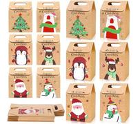 Vautvis Sacs Cadeau De Noël, 24 Pièces Sac Cadeau Noel Kraft, Pochette Cadeau Noel, Sacs Cadeaux Avec Poignée, Sachet Cadeau Noel, Papier Kraft Pour Noel, Sachet Pour Biscuits, Chocolat, Bonbons Noel