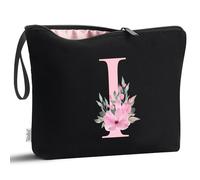 Vavabox Beauty Case Con iniziali personalizzate Dalla A Alla Z, Regalo di Compleanno per Donne, Regalo per Sposa, damigella d'onore(I, 01-Nero)