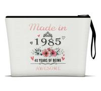 Vavabox Cadeau d'anniversaire pour femme, unique 16, 18, 30, 40, 50, 60 cm, trousse de maquillage avec fermeture éclair pour un usage quotidien, blanc, 1985-40th