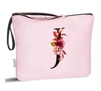 Vavabox Cadeau Trousse de Toilette Personnalisée A à Z, Tissu Premium & Fermeture Éclair Robuste, Idée Cadeau Fille Unique pour Mariée ou Demoiselle (J, Rose)