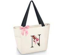 Vavabox Sac Cabas Personnalisé avec Initiale A-Z, Cadeau Imperméable pour Femmes, Demoiselles d'Honneur, Maman, Enseignantes, Amies (N, Blanc)