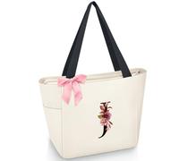 Vavabox Sac Cabas Personnalisé avec Initiale A-Z, Cadeau Imperméable pour Femmes, Demoiselles d'Honneur, Maman, Enseignantes, Amies (J, Blanc)