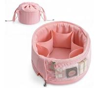 Vavabox Trousse de maquillage avec cordon de serrage - Grande trousse de toilette de voyage avec compartiments à fermeture éclair, trousse de maquillage matelassée de luxe pour femme | Vanité portable