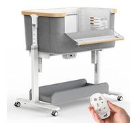 VaVaSoo Berceau à bascule pour bébé électrique automatique à 3 vitesses - Réglable en hauteur avec musique, roues, rangement - Gris foncé