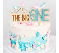 Vave Surf The Big One Sur Le Gâteau Bois, Thème Première Année Bleu 1er Anniversaire Décorations Fête Surfing Boy Fille Décorations Fête