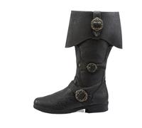 VAVENI Bottes pirates vintage en cuir pupi pour hommes, bottes WESTERN COWBOY, bottes en cuir médiévales, 38-47(Noir,44)