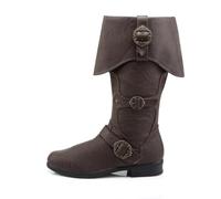 VAVENI Bottes pirates vintage en cuir pupi pour hommes, bottes WESTERN COWBOY, bottes en cuir médiévales, 38-47(Brun foncé,44)