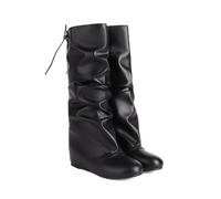 VAVENI Bottes WESTERN COWBOY avec plis surélevés et bottes superposées pu cuir chaud bottes de mode 34-48(Noir,40)