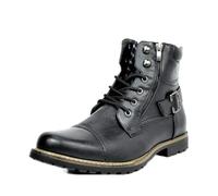 VAVENI Vintage moto hommes bottes mode manches moyennes imitation pu bottes en cuir hommes lacets Knight Boots, 38-48(Noir,43)