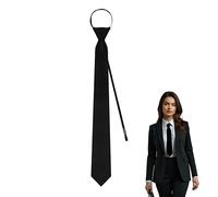 Vavious Cravate réglable pré-nouée pour femme - Couleur unie - Cordon de serrage - Cravates en polyester, noir, 3.15”x 14.96”