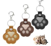 VavoPaw 3 Pièces Porte Clés pour Stocker Les Poils D'Animaux, Porte Clés en Cuir en Forme de Patte pour Collecter Les Poils de Chien, Breloque Portable pour Clés et Sacs à Dos - Gris, Noir, Marron