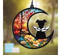VavoPaw Cadeau Commémoratif pour Chien, Cadeau pour la Perte d'un Animal, Attrape Soleil Personnalisé pour Chien, Décorations en Mémoire Affectueuse pour Un Deuil, Tournesol & Chiot Ange