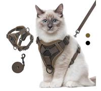 VavoPaw Ensemble Harnais et Laisse pour Chat Anti-évasion, Harnais Ajustable pour Chaton avec Bande Réfléchissante, Filet Respirant, Gilet de Sécurité Souple pour Chat, Chaton, Chiot, M, Café