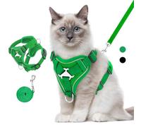 VavoPaw Ensemble Harnais et Laisse pour Chat Anti-évasion, Harnais Ajustable pour Chaton avec Bande Réfléchissante, Filet Respirant, Gilet de Sécurité Souple pour Chat, Chaton, Chiot, M, Vert Moyen