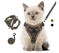 VavoPaw Ensemble Harnais et Laisse pour Chat Anti-évasion, Harnais Ajustable pour Chaton avec Bande Réfléchissante, Filet Respirant, Gilet de Sécurité Souple pour Chat, Chaton, Chiot, S, Café