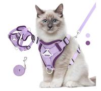VavoPaw Ensemble Harnais et Laisse pour Chat Anti-évasion, Harnais Ajustable pour Chaton avec Bande Réfléchissante, Filet Respirant, Gilet de Sécurité Souple pour Chat, Chaton, Chiot, M, Violet Clair