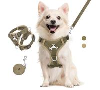 VavoPaw Ensemble Harnais et Laisse pour Chat Anti-évasion, Harnais Ajustable pour Chaton avec Bande Réfléchissante, Filet Respirant, Gilet de Sécurité Souple pour Chat, Chaton, Chiot, L, Kaki