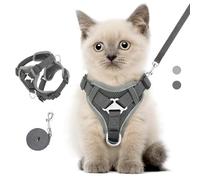 VavoPaw Ensemble Harnais et Laisse pour Chat Anti-évasion, Harnais Ajustable pour Chaton avec Filet Respirant, Bande Réfléchissante, Gilet de Sécurité Souple pour Chat, Chaton, Chiot, XS, Gris Foncé