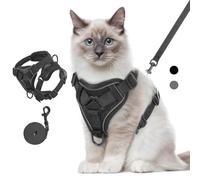 VavoPaw Ensemble Harnais et Laisse pour Chat Anti-évasion, Harnais Ajustable pour Chaton avec Filet Respirant, Bande Réfléchissante, Gilet de Sécurité Souple pour Chat, Chaton, Chiot, M, Noir