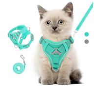 VavoPaw Ensemble Harnais et Laisse pour Chat Anti-évasion, Harnais Ajustable pour Chaton avec Filet Respirant, Bande Réfléchissante, Gilet de Sécurité Souple pour Chat, Chaton, Chiot, S, Bleu
