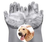 VavoPaw Gants de toilettage doux et magiques pour animaux de compagnie, gant de démêlage efficace pour chiens et chats avec fourrure longue et courte, gants de shampooing pour le bain - Gris