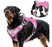 VavoPaw Harnais Tactique Chien, Harnais Chien Contrôle Facile & Anti Traction avec Panneau Molle et Bande Réfléchissante, Gilet Tactique pour Chiens Entraînement, Promenade, Extérieur, Rose, XL
