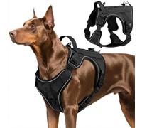 VavoPaw Harnais Tactique Chien, Harnais Chien Contrôle Facile & Anti Traction avec Panneau Molle et Bande Réfléchissante, Gilet Tactique pour Chiens Entraînement, Promenade, Extérieur, Noir, L
