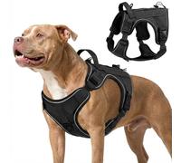 VavoPaw Harnais Tactique Chien, Harnais Chien Contrôle Facile & Anti Traction avec Panneau Molle et Bande Réfléchissante, Gilet Tactique pour Chiens Entraînement, Promenade, Extérieur, Noir, M