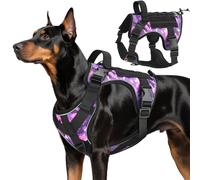 VavoPaw Harnais Tactique Chien, Harnais Chien Contrôle Facile & Anti Traction avec Panneau Molle et Bande Réfléchissante, Gilet Tactique pour Chiens Entraînement, Extérieur, Camouflage Violet, L