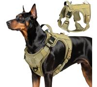 VavoPaw Harnais Tactique Chien, Harnais Chien Contrôle Facile & Anti Traction avec Panneau Molle et Bande Réfléchissante, Gilet Tactique pour Chiens Entraînement, Promenade, Extérieur, Kaki, L