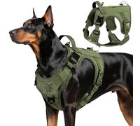 VavoPaw Harnais Tactique Chien, Harnais Chien Contrôle Facile & Anti Traction avec Panneau Molle et Bande Réfléchissante, Gilet Tactique pour Chiens Entraînement, Promenade, Extérieur, Vert Armée, L