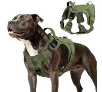 VavoPaw Harnais Tactique Chien, Harnais Chien Contrôle Facile & Anti Traction avec Panneau Molle et Bande Réfléchissante, Gilet Tactique pour Chiens Entraînement, Promenade, Extérieur, Vert Armée, M