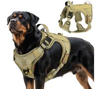 VavoPaw Harnais Tactique Chien, Harnais Chien Contrôle Facile & Anti Traction avec Panneau Molle et Bande Réfléchissante, Gilet Tactique pour Chiens Entraînement, Promenade, Extérieur, Kaki, XL
