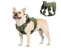 VavoPaw Harnais Tactique Chien, Harnais Chien Contrôle Facile & Anti Traction avec Panneau Molle et Bande Réfléchissante, Gilet Tactique pour Chiens Entraînement, Promenade, Extérieur, Vert Armée, S