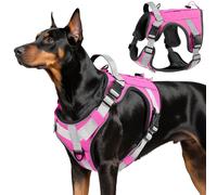 VavoPaw Harnais Tactique Chien, Harnais Chien Contrôle Facile & Anti Traction avec Panneau Molle et Bande Réfléchissante, Gilet Tactique pour Chiens Entraînement, Promenade, Extérieur, Rose, L