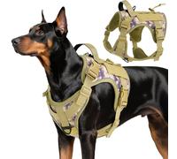 VavoPaw Harnais Tactique Chien, Harnais Chien Contrôle Facile & Anti Traction avec Panneau Molle et Bande Réfléchissante, Gilet Tactique pour Chiens Entraînement, Extérieur, Camouflage de Désert, L