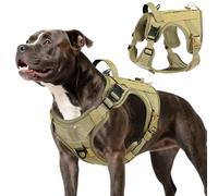 VavoPaw Harnais Tactique Chien, Harnais Chien Contrôle Facile & Anti Traction avec Panneau Molle et Bande Réfléchissante, Gilet Tactique pour Chiens Entraînement, Promenade, Extérieur, Kaki, M