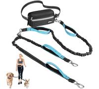 VavoPaw Laisse pour Chien Mains Libres, Laisse de Taille à Absorption de Chocs pour Chien Promenade, Ceinture Ajustable avec Sac Banane et Poignée, Ceinture de Course Réfléchissante pour 2 Chiens