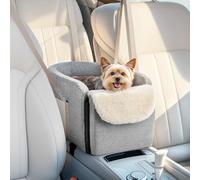 VavoPaw Siège Auto pour Petit Chien, Siège Auto pour Chien avec Console Centrale, Base Antidérapante et Pochette de Rangement, Lit pour Chiots, Petits Chiens, Chats de Moins de 12 LBS, Gris